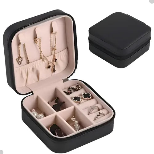 Mini Joyero Organizador Portátil Funcional Múltiple Color Negro