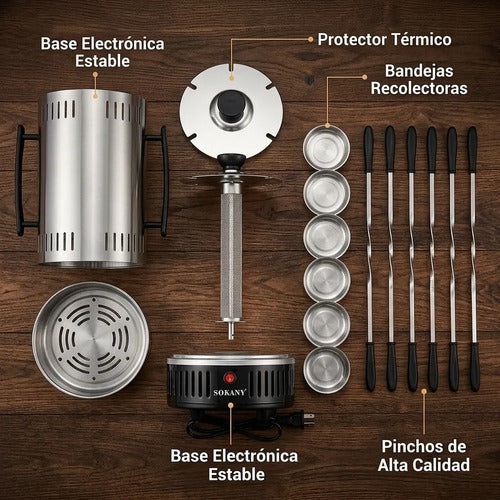 Parrilla Interior Eléctrica Asador Anticucho Pincho Brocheta Negro
