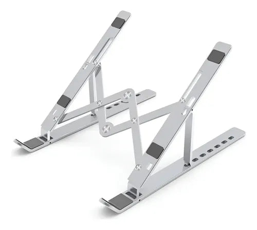 Soporte Stand Para Notebook O Tablet Aluminio Metal Plegable Plateado
