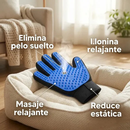 Guante Perro Gato Limpieza Automática Vapor Eliminador Pelo Azul