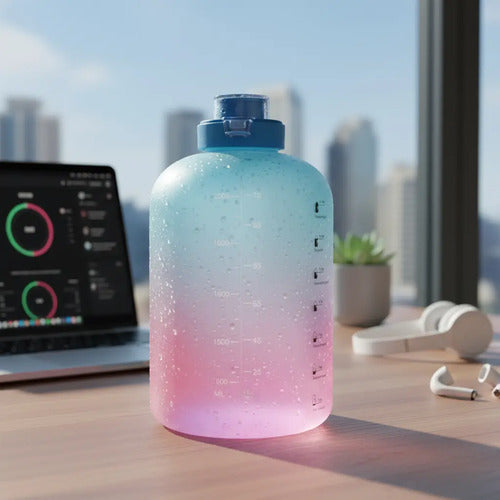 Botella Deportiva Con Asa De 2 Lt Con Indicador De Medida