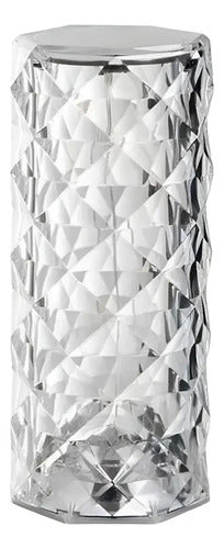 Lampara De Cristal Figura Rosa Touch Mesa Noche Recargable Blanco