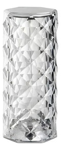 Lampara De Cristal Figura Rosa Touch Mesa Noche Recargable Blanco
