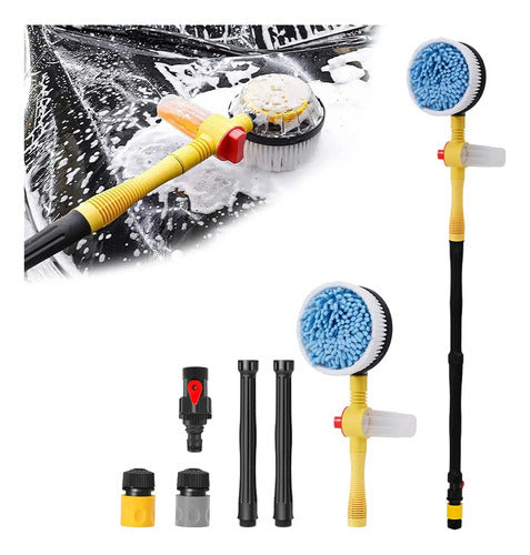 Kit Lavado De Auto Cepillo Microfibra Retráctil 360°