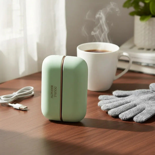 Calentador De Manos Magnético Portátil 2 En 1 Recargable Usb Verde Claro Magnético