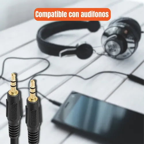 Cable Aux Jack 3.5mm 10m Negro 1x1 Audio Auxiliar Radio Auto