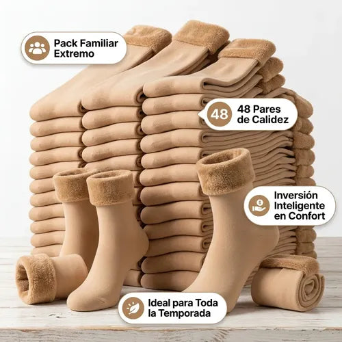 Pack X48 Pares Calcetines Termicos Medias Polar Frio Unicolor Talla Unica Calcetines Por Docena Al Por Mayor Color Piel Unica