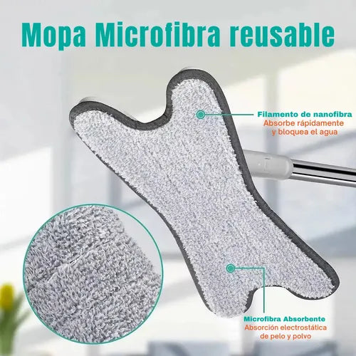 Mopa Trapero Limpiador Giratorio Para Pisos Aseo Exprimir Gris