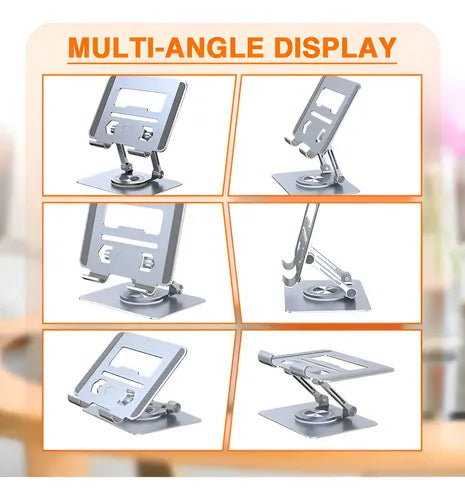 Soporte Giratorio Para Tablet De 4.7 A 12 Con Pinza Y Para Mesa Soporte Giratorio Para Tablet Sp-026: Plata