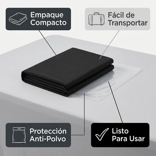 Funda Mantel Eventos Spandex Mesa Rectangular Negro 1.83 M Negro Liso