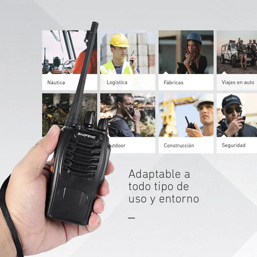 Kit X 4 Handy Baofeng Radio Walkie Talkie Bf888s 16ch Uhf + Auricular Manos Libres Bandas De Frecuencia 16 Color Negro