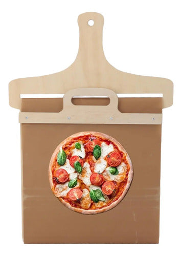 Pala De Madera Deslizante Para Pizza Con Mango Ligera Café