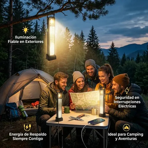 Pack X2 Luz De Emergencia Solar Led Foco Solar + Power Bank Amarillo - Kit De Emergencia Lampara Solar Luz Led Cargador Portatil Lampara Camping 30w