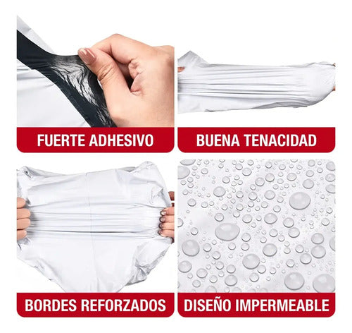 Bolsas Courier 40x55 Cm Pack 100 Unidades Autoadhesivas Blanco 40x55