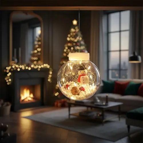 Cortina Esfera Luces Led Trasparentes Navidad Santa Nieve