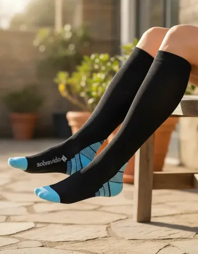 Pack 3 Calcetines Compresión Con Infusión De Cobre 15-20mmhg Azul Logo 34-39