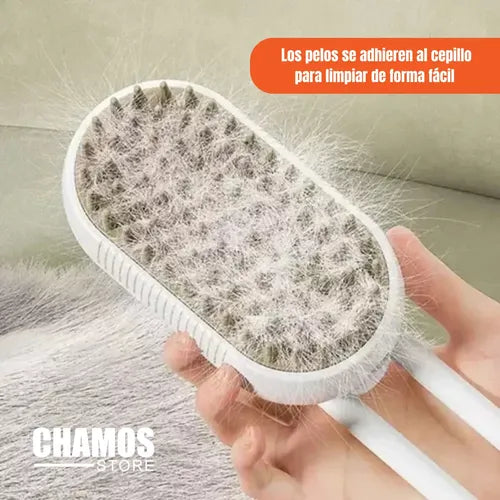 Cepillo Vaporizador Masajeador Quita Pelo Perros Y Gatos Caqui