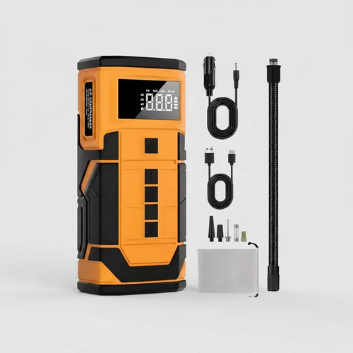 Compresor De Aire Y Arrancador De Batería 12000mah Naranja 50 Bifásica