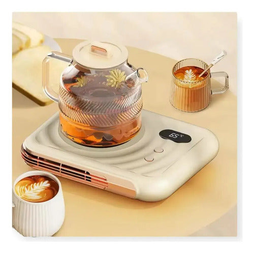 Calefactor De Mesa Eléctrico Calentador De Taza 2 En 1 Beige Plano