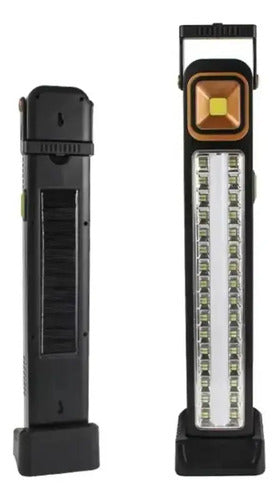 Luz De Emergencia Solar 39 Led + Tubo Led + Power Bank Negro
