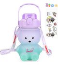 Botella De Agua Grande Oso Kawai Capacidad 1400ml Color Violeta/azul
