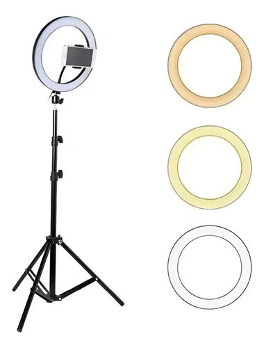 Aro De Luz Led 20cm + Tripode 1,60 Mtrs Tiktok Youtube Negro