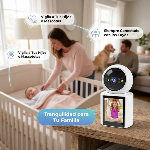 Cámara Seguridad Con Monitor Con Audio Y Videollamada 360 Blanco