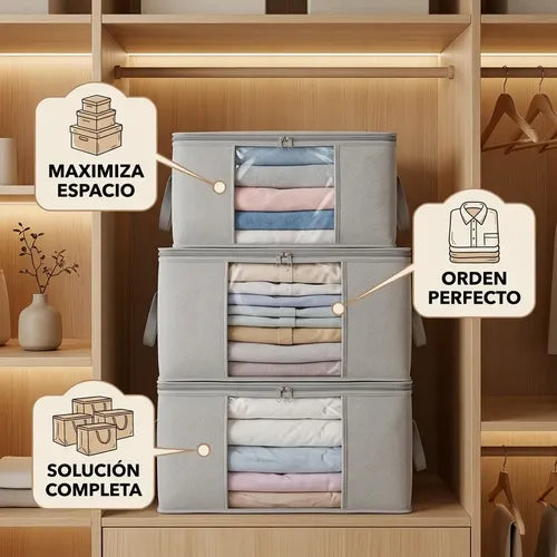 Bolsa Organizadora Almacenamiento Ropa Sabanas Pack X3 Gris
