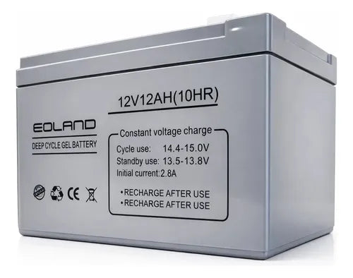Batería Ciclo Profundo Gel Recargable 12v 12ah Eoland Ups Sistemas Seguridad Emergencia Juguetes Luces Herramientas Energía Continua