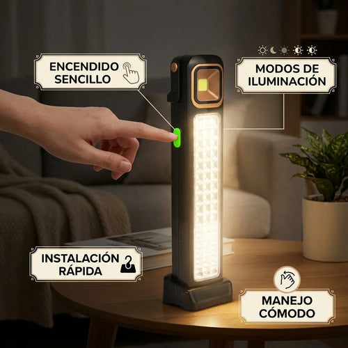 Luz De Emergencia Solar 39 Led Foco Solar + Power Bank Kit De Emergencia Lampara Led Seguridad Con Carga Solar