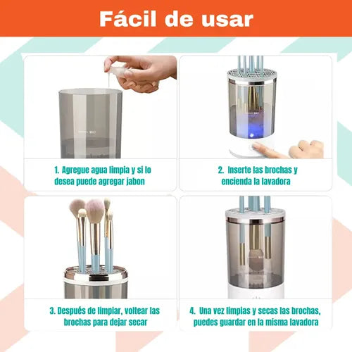 Maquina Limpiadora De Brochas Portátil Eléctrico Automático Blanco