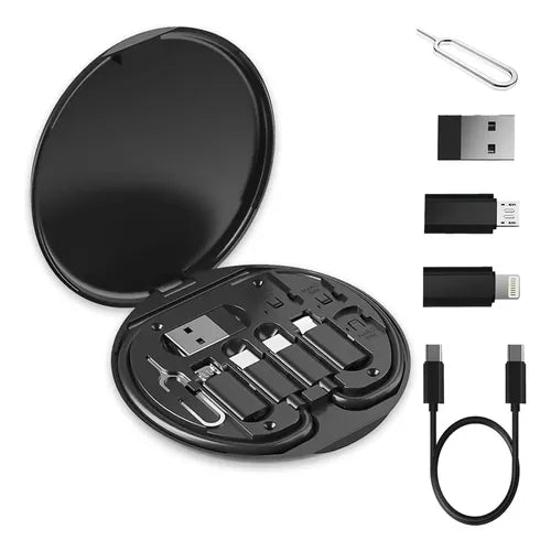 Set Adaptadores 6 En 1 Tipo C + 3 Adaptadores Carga Y Datos Negro