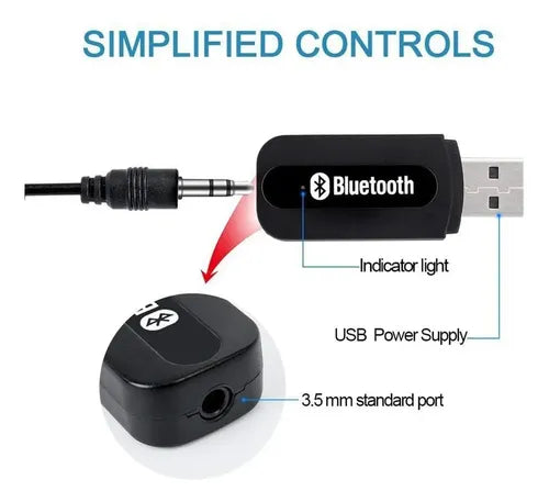 Receptor De Audio Bluetooth Usb Para Auto Radios Y Equipo Negro