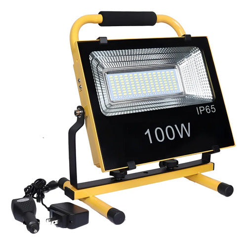 Foco Led Emergencia Portatil 100w Recargable 12/220v Color De La Carcasa Amarillo - Blanco Frio