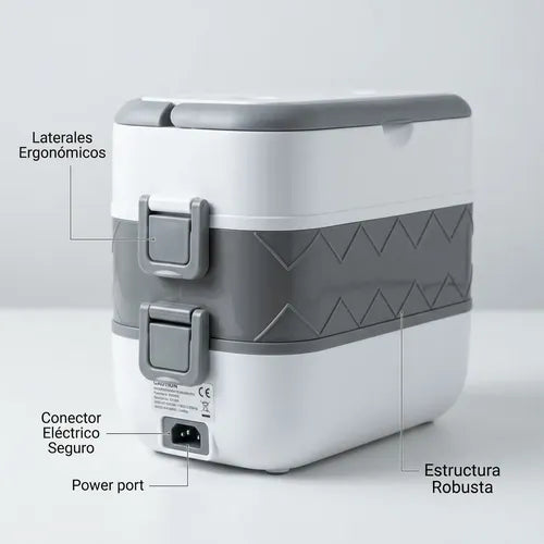 Fiambrera Eléctrica Acero Inoxidable Contenedor Multifunción Blanco