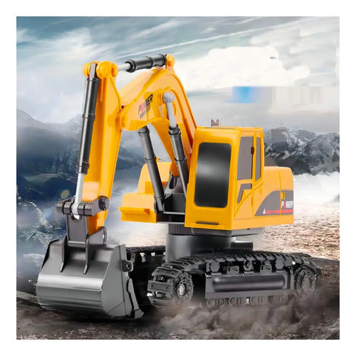 Retroexcavadora Rc 1:18 Control Remoto Recargable 6 Canales Amarillo