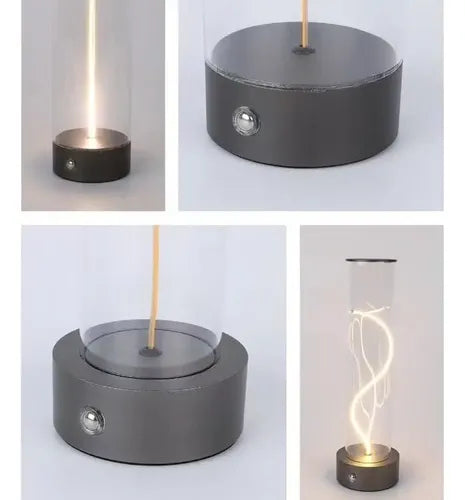 Lámpara Mesa De Noche Magnética Minimalista Recargable Negro Transparente