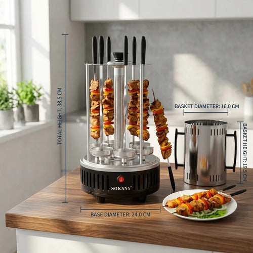 Parrilla Interior Eléctrica Asador Anticucho Pincho Brocheta Negro