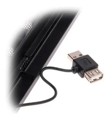 Base Notebook Ventilador Usb Fan Coolers Laptop Luz Led Azul Negro Azul