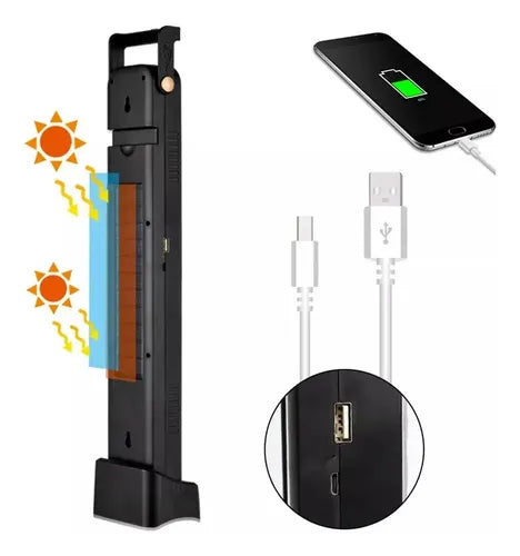 Lampara De Emergencia Solar 45w 300 L 6000k Recargable Usb Negro