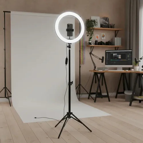 Aro De Luz Led 20cm + Tripode 1,60 Mtrs Tiktok Youtube Negro