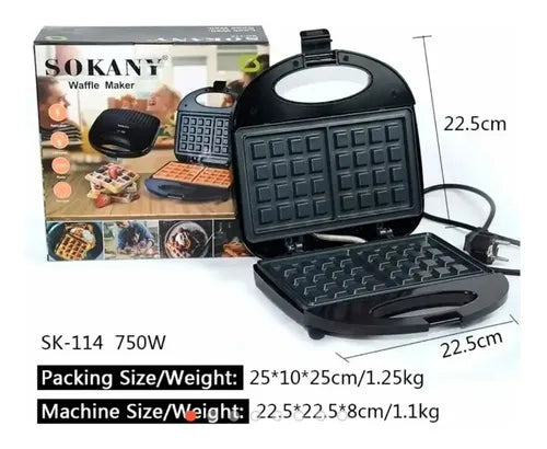 Wafflera Maquina Para Preparar Waffles Sokany 750w