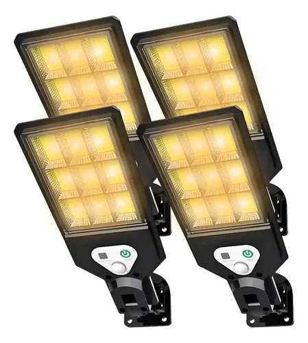 Pack 4 Focos Led Exterior Con Sensor Reflector Solar Negro Blanco