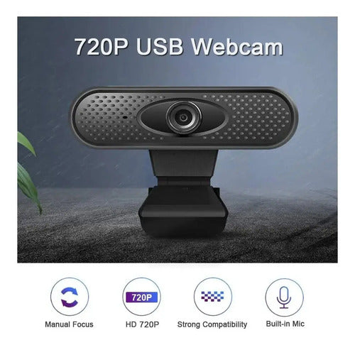 Camara Web Usb 720p Webcam Microfono Incorporado Negro