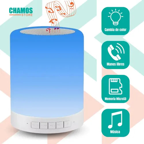 Parlante Portátil Táctil Bluetooth Con Luces Led Blanco
