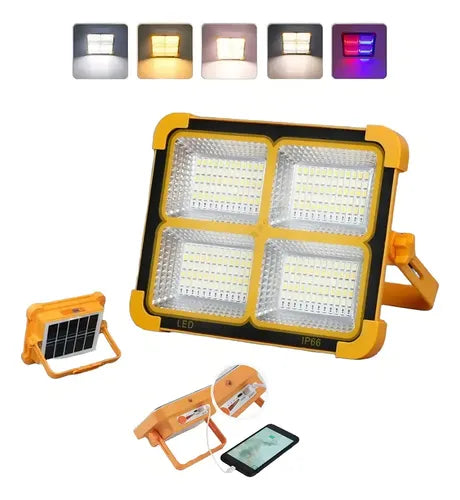 Lampara De Emergencia Foco Solar Recargable Led Con Power Bank Naranja