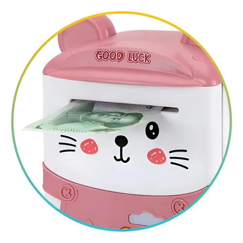 Alcancia Gatito Ahorro Electrónica Sonido Y Contraseña Gatito Rosa