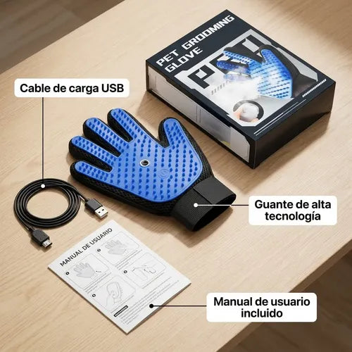 Guante Perro Gato Limpieza Automática Vapor Eliminador Pelo Azul