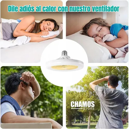 Ventilador De Techo Con Lampara Led Con Control Remoto 63.5 Cm 50 Blanco Plástico 3