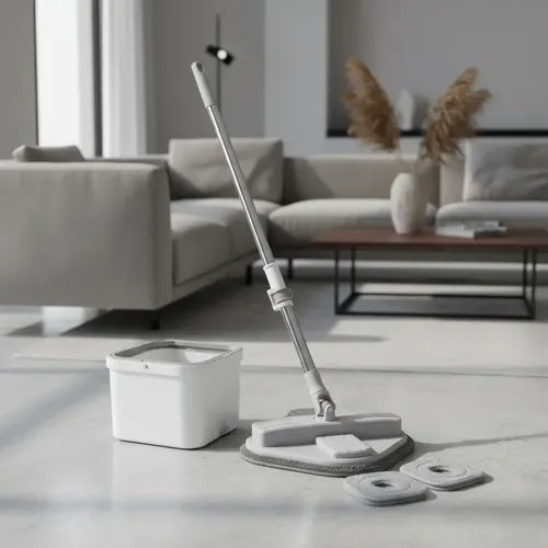 Set Mopa 360 Microfibra Giratoria Y Cubo Escurridor Gris